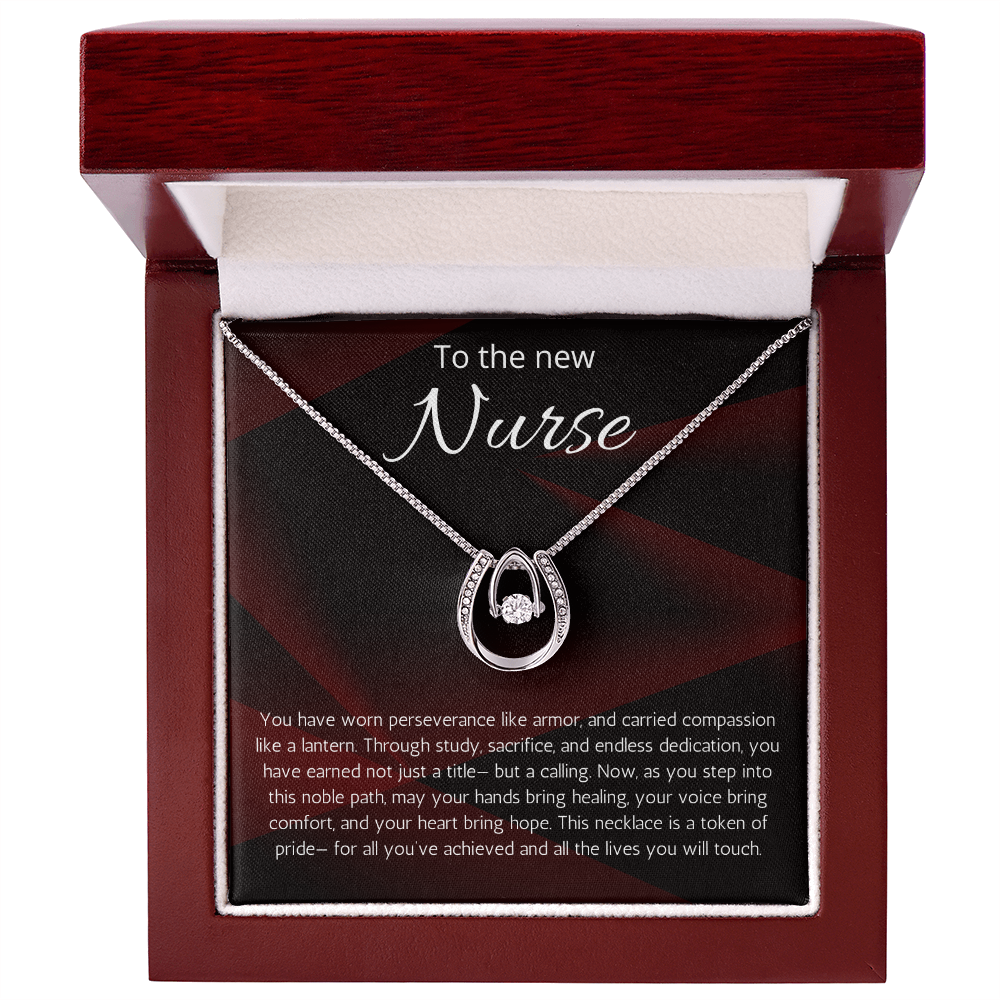 Nurse Graduation Gift, RN Necklace, Nursing Medical Student Present, Lucky In Love Jewelry