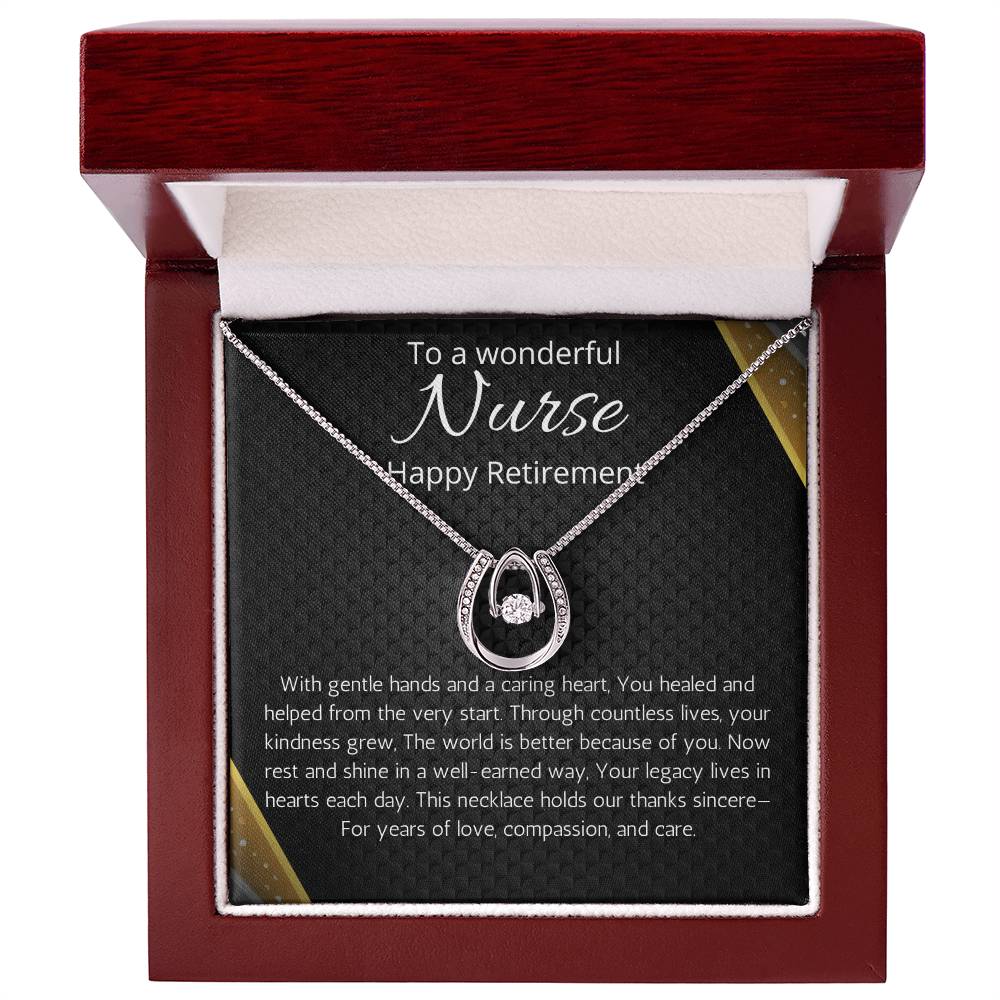 Nurse Retirement Gift Necklace For Women, Retirement Gift for Nurse, RN, Lucky in Love Jewelry Retirement Party Gift for Nurse Coworker