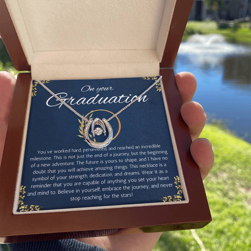 College Graduation Gift For Her, Phd Graduation Gift Necklace for Daughter, Lucky In Love Necklace for Graduation, High School Graduation Gift Necklace