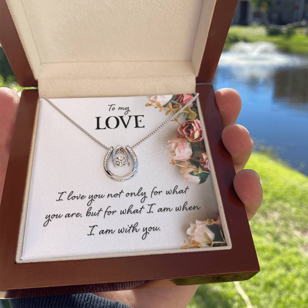 To My Love Gift Necklace, Lucky In Love Gift Necklace For Girlfriend, Wife, Mom, Birthday, Anniversary Gift For Soulmate, Gift Jewelry