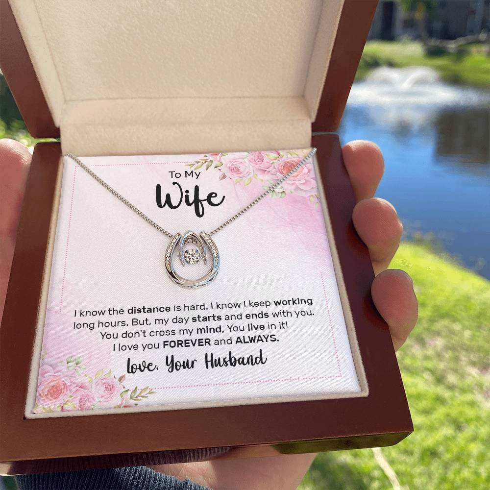 To My Wife Birthday Lucky In Love Gift Necklace, Anniversary Gift Necklace For Wife, Soulmate Valentines Day Gift From Husband Jewelry