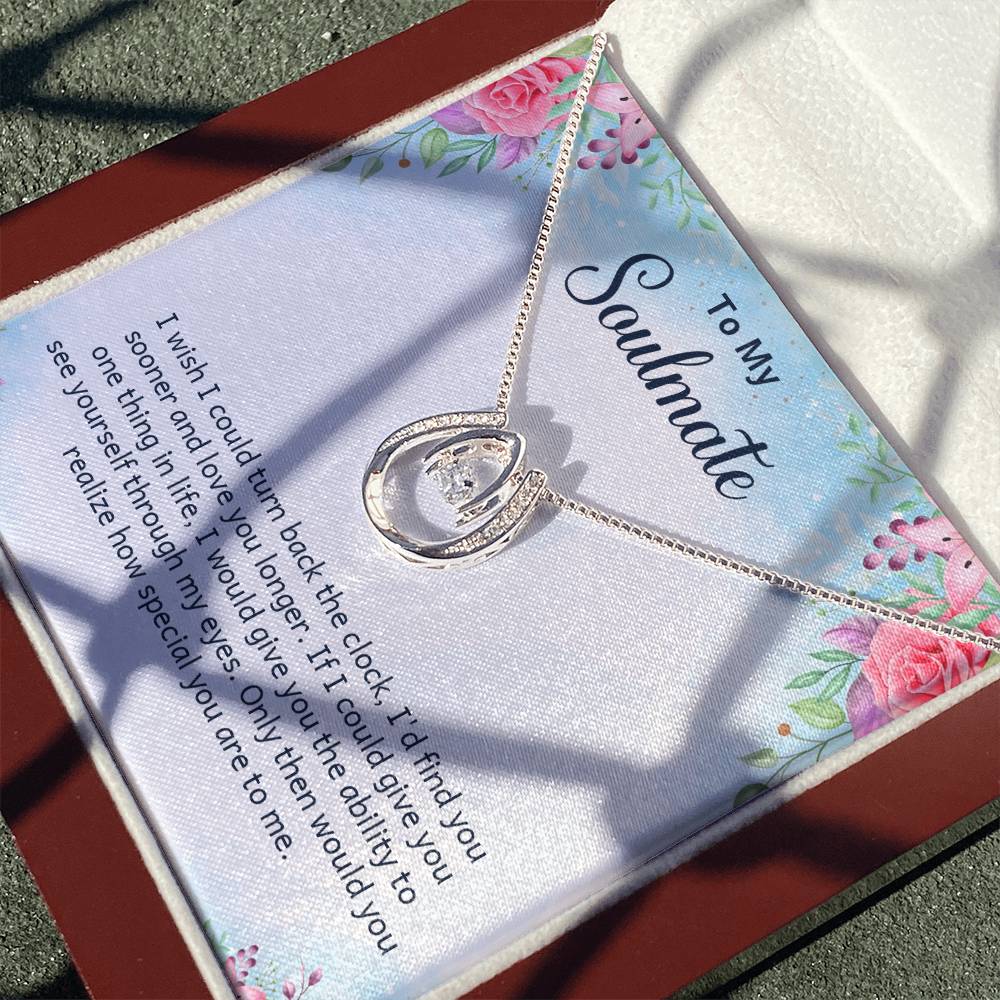 To My Soulmate Birthday Gift Necklace, Lucky In Love Necklace For Girlfriend, Wife, Soulmate, Anniversary Gift Necklace, Valentines Day Gift