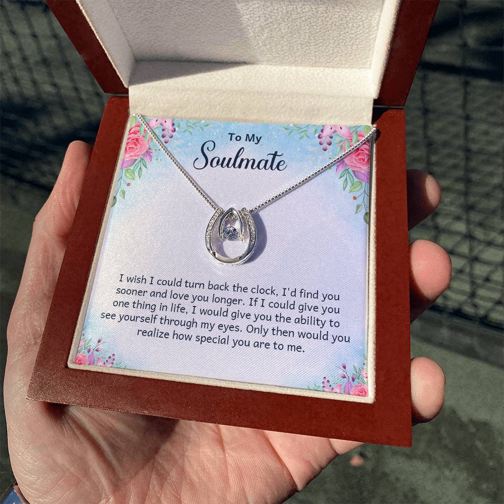 To My Soulmate Birthday Gift Necklace, Lucky In Love Necklace For Girlfriend, Wife, Soulmate, Anniversary Gift Necklace, Valentines Day Gift