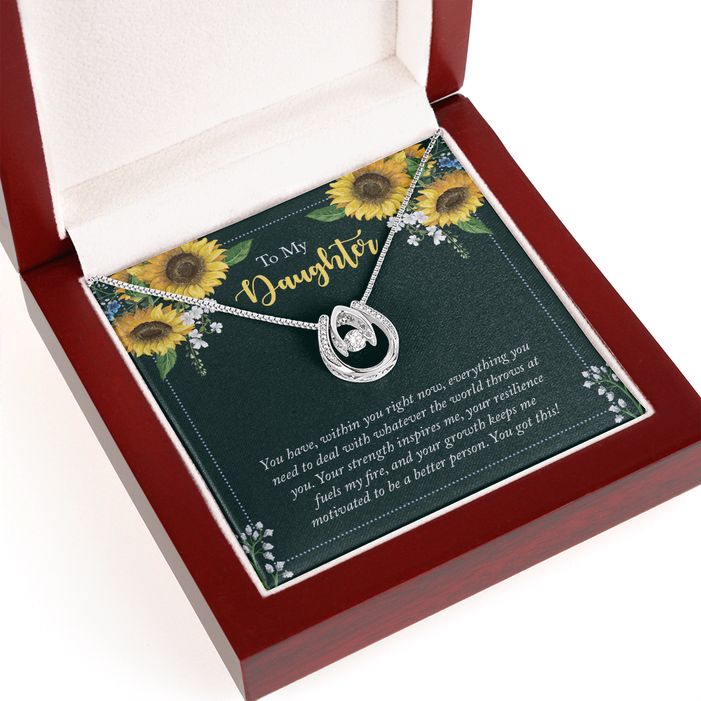 Daughter Gift Necklace, Birthday Gift Necklace, Motivation Gift, From Dad, Mom, Graduation Gift, Lucky In Love Necklace For Daughter, Christmas Gift