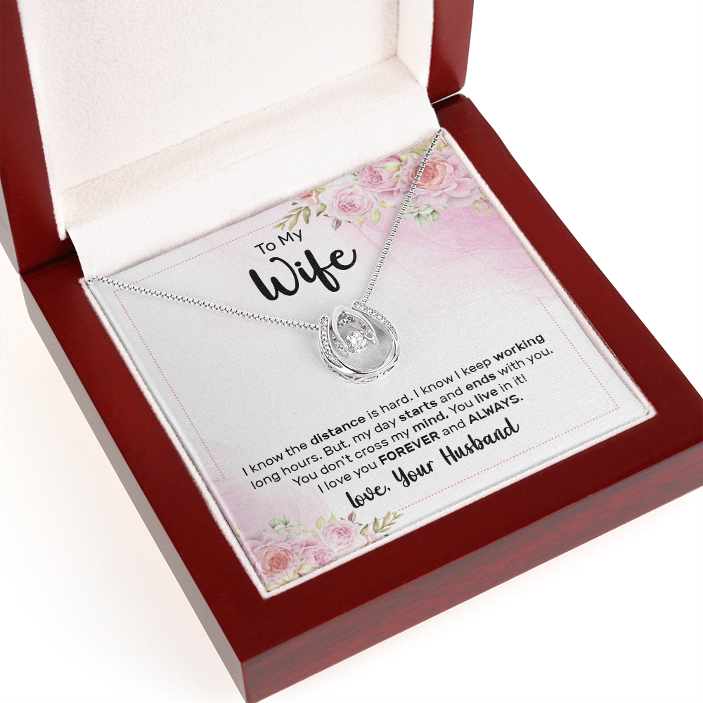 To My Wife Birthday Lucky In Love Gift Necklace, Anniversary Gift Necklace For Wife, Soulmate Valentines Day Gift From Husband Jewelry