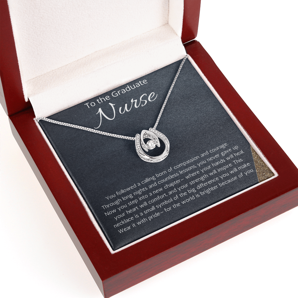 Nurse Graduation Gift, RN Necklace, Nursing Medical Graduate Student Present, Lucky In Love Jewelry