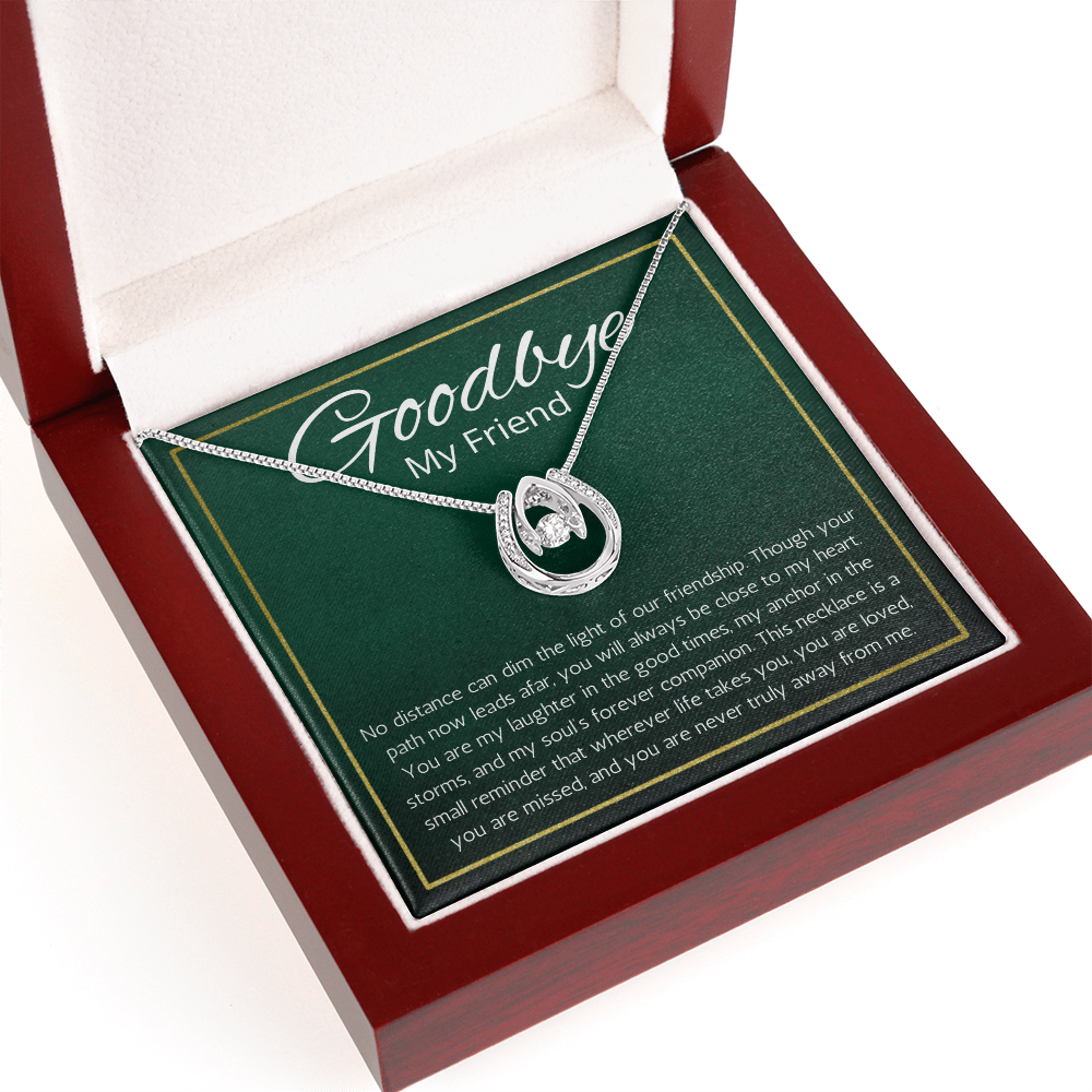Going Away Gift for Friend Moving farewell Necklace Lucky in Love Jewelry BFF Bestie Goodbye Present