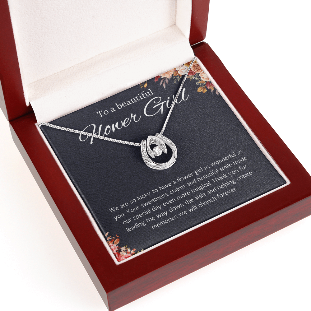 Flower Girl Gift Necklace Flower Girl Thank You Gift Flower Girl Wedding Gift Wedding Bridal Party Lucky in Love Jewelry