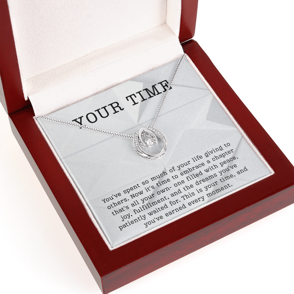 Retirement Gift necklace your time meaningful Gift Retiring celebration Lucky in Love Jewelry