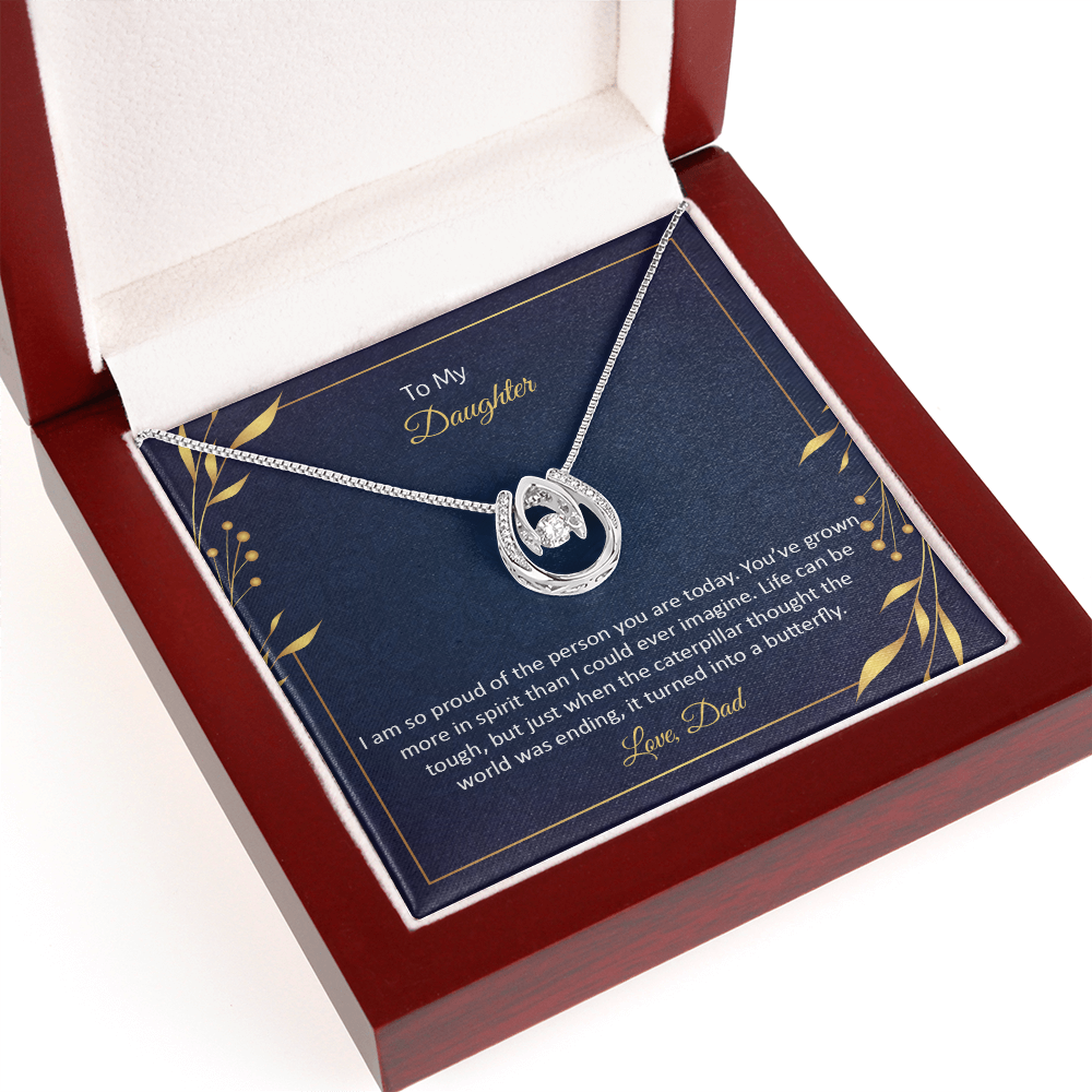 To My Daughter - I am so proud Birthday Gift Necklace for Daughter, Graduation Gift Necklace, Lucky in Love Gift Necklace, Birthday Gift From Dad