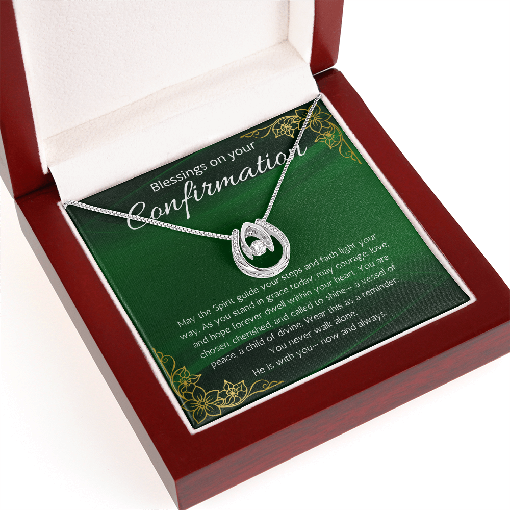 Confirmation Gift For Girls, Christian Religious Present for Women Lucky in Love Necklace For Daughter, Meaningful Message Jewelry