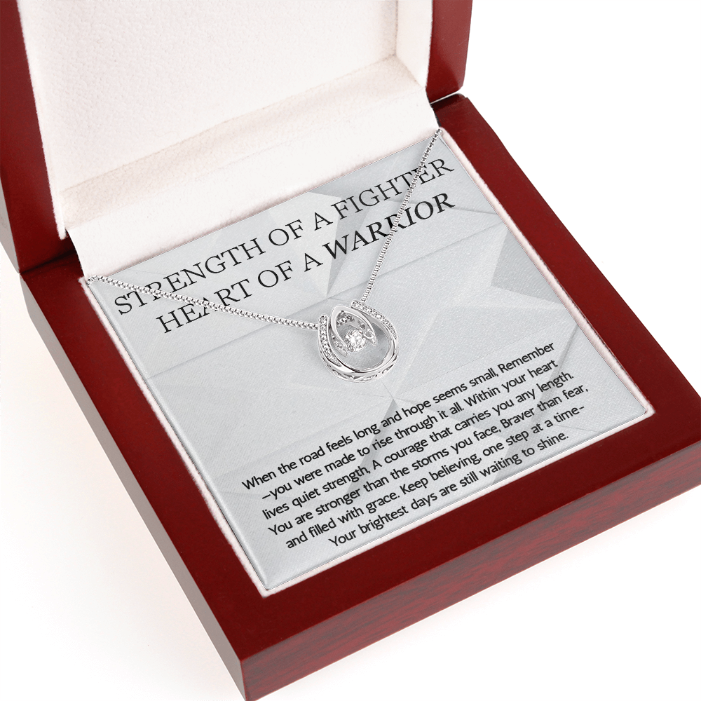 Warrior Lucky in Love Necklace, Strength of a Fighter Jewelry, Encouragement Gift
