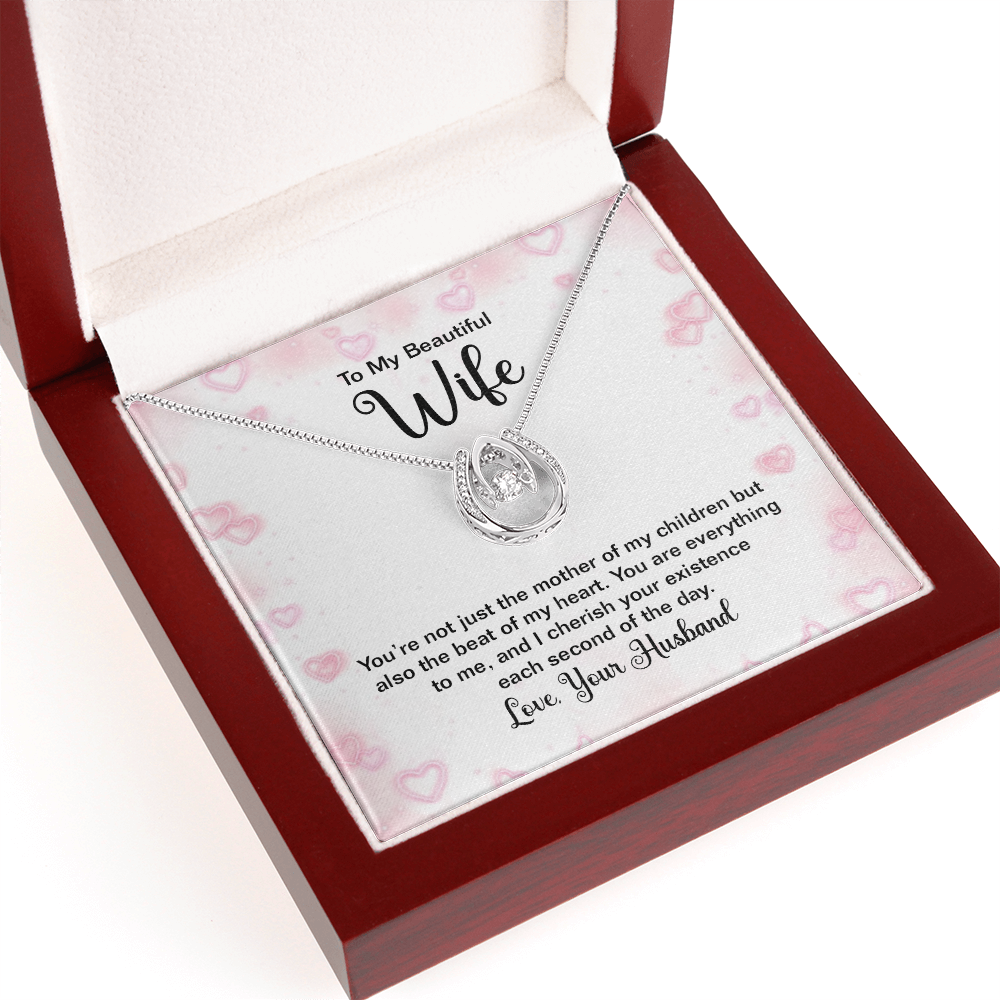 To My Beautiful Wife Birthday Gift Necklace, Anniversary Gift Necklace For Wife, Gift From Husband, Christmas Gift Lucky In Love Jewelry Gift