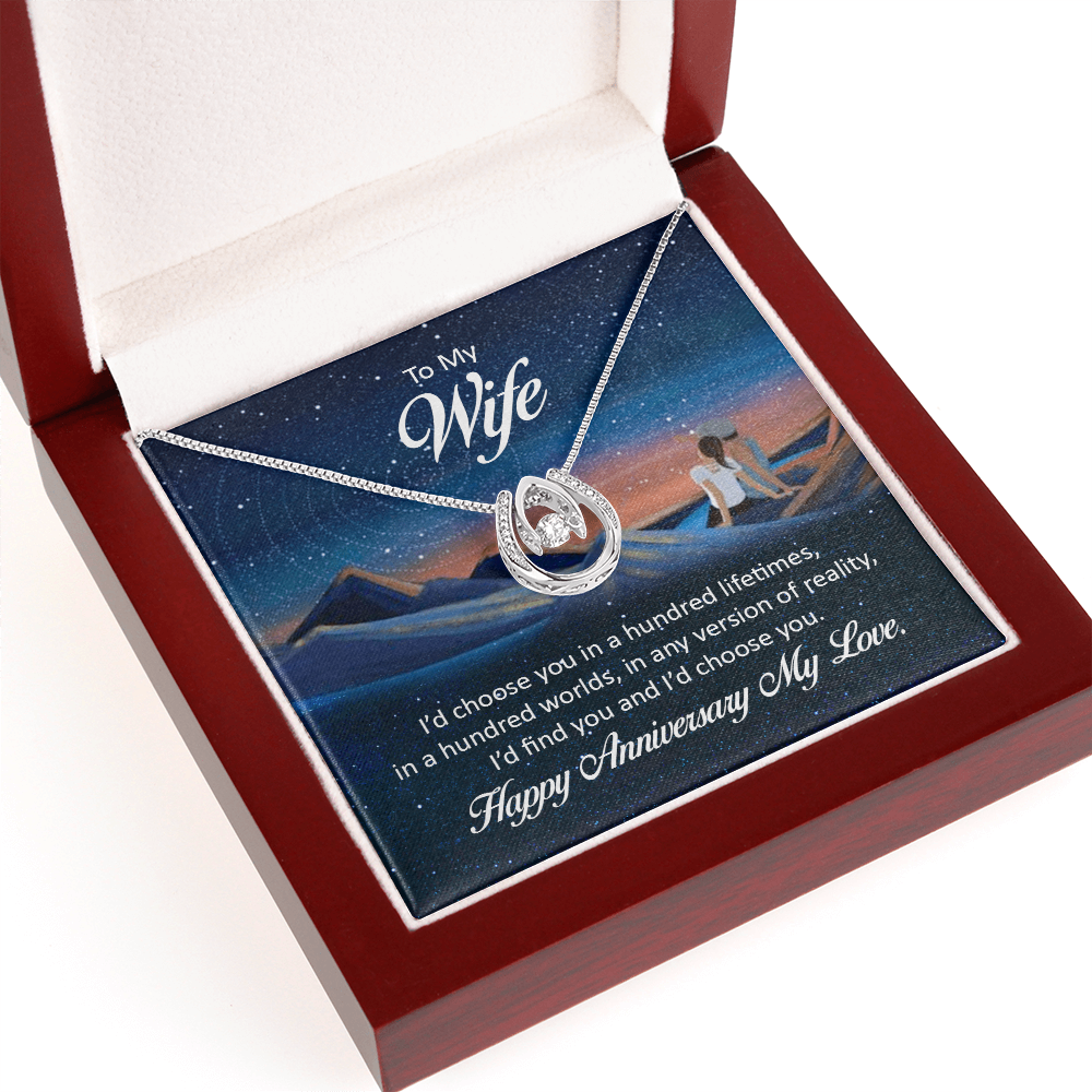 To My Wife Gift Necklace, Lucky In Love Necklace Gift For Wife, Anniversary Gift Necklace For Wife, Gift From Husband, Anniversary Jewelry Gift