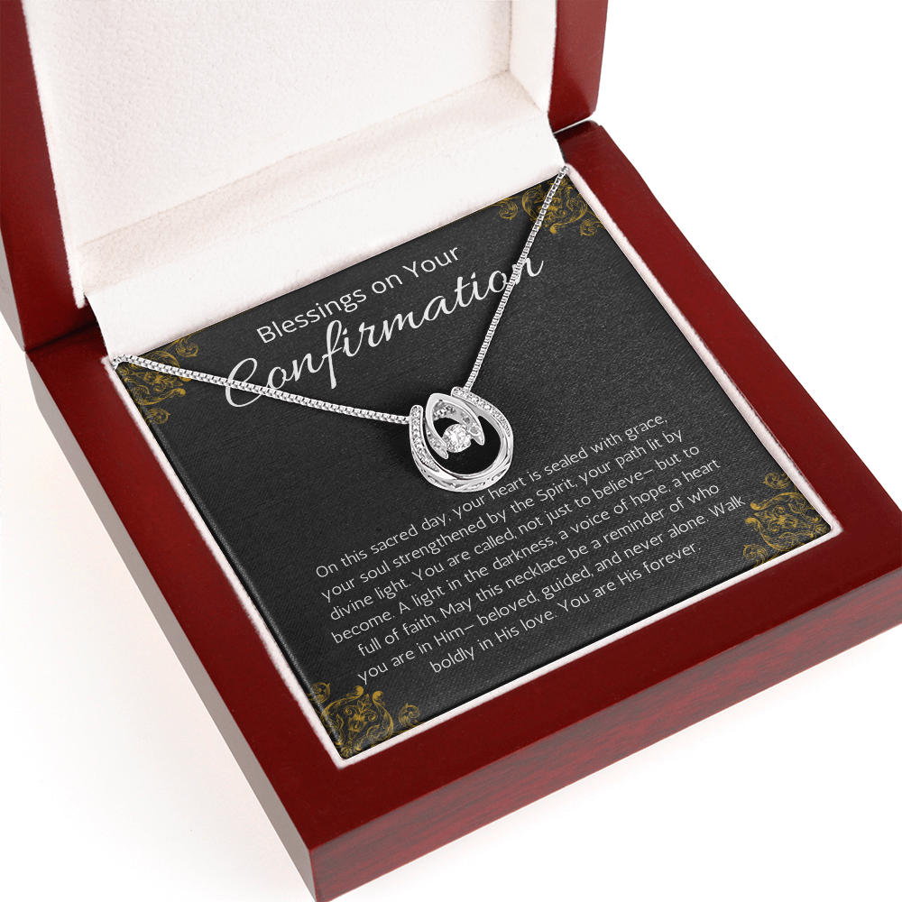 Confirmation Gift For Girls, Lucky in Love Necklace For Daughter, Meaningful Message Jewelry Christian Religious Present for Women