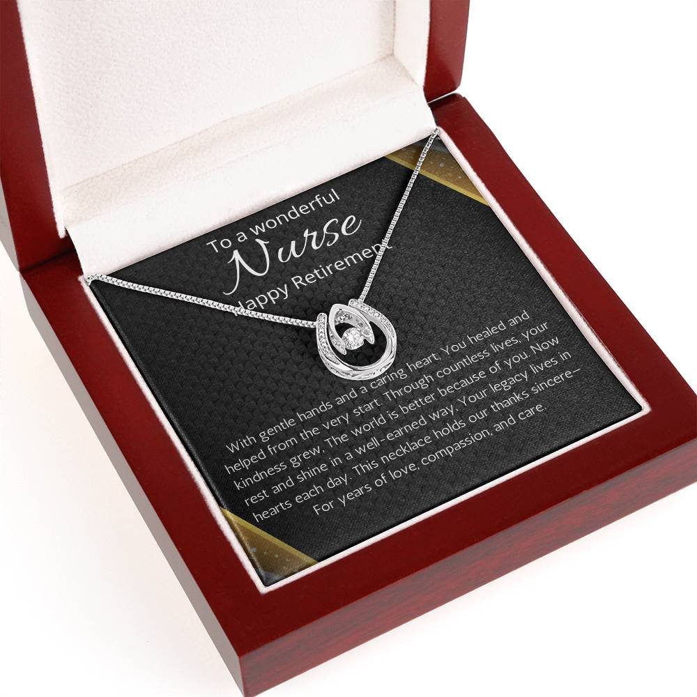 Nurse Retirement Gift Necklace For Women, Retirement Gift for Nurse, RN, Lucky in Love Jewelry Retirement Party Gift for Nurse Coworker