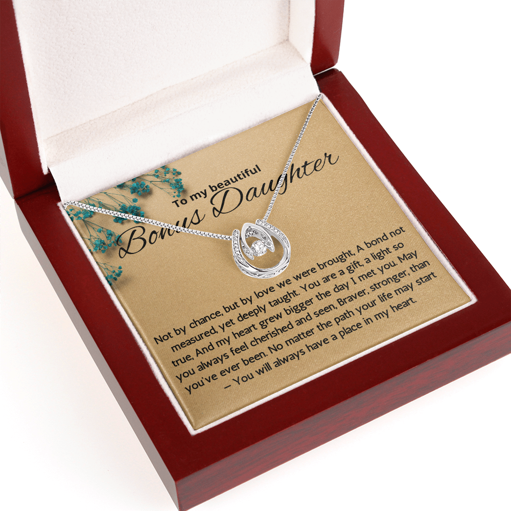Step Daughter Gift Necklace, Gift Necklace for Bonus Daughter, Stepdaughter Birthday, Wedding Gift, Lucky In Love Necklace from Step Dad Mom