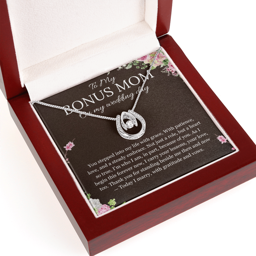 Bonus Mom Gift Necklace from Bride Step Mother Wedding Gift From bride Lucky in Love Gift Necklace From Bride to Stepmom from Stepdaughter