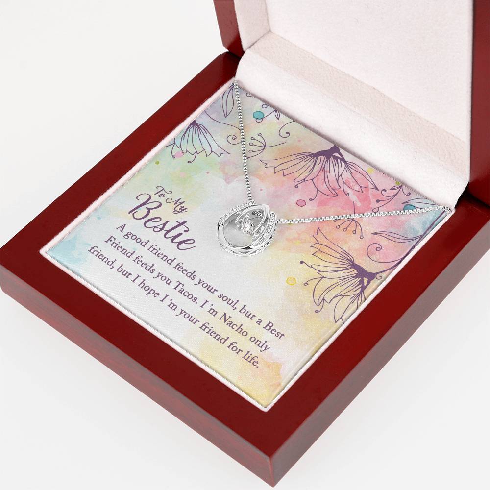 To my Bestie-A good friend feeds your soul, Best Friend Gift Necklace, BFF Gift, Lucky In Love Gift Necklace, Friend Birthday Gift Necklace