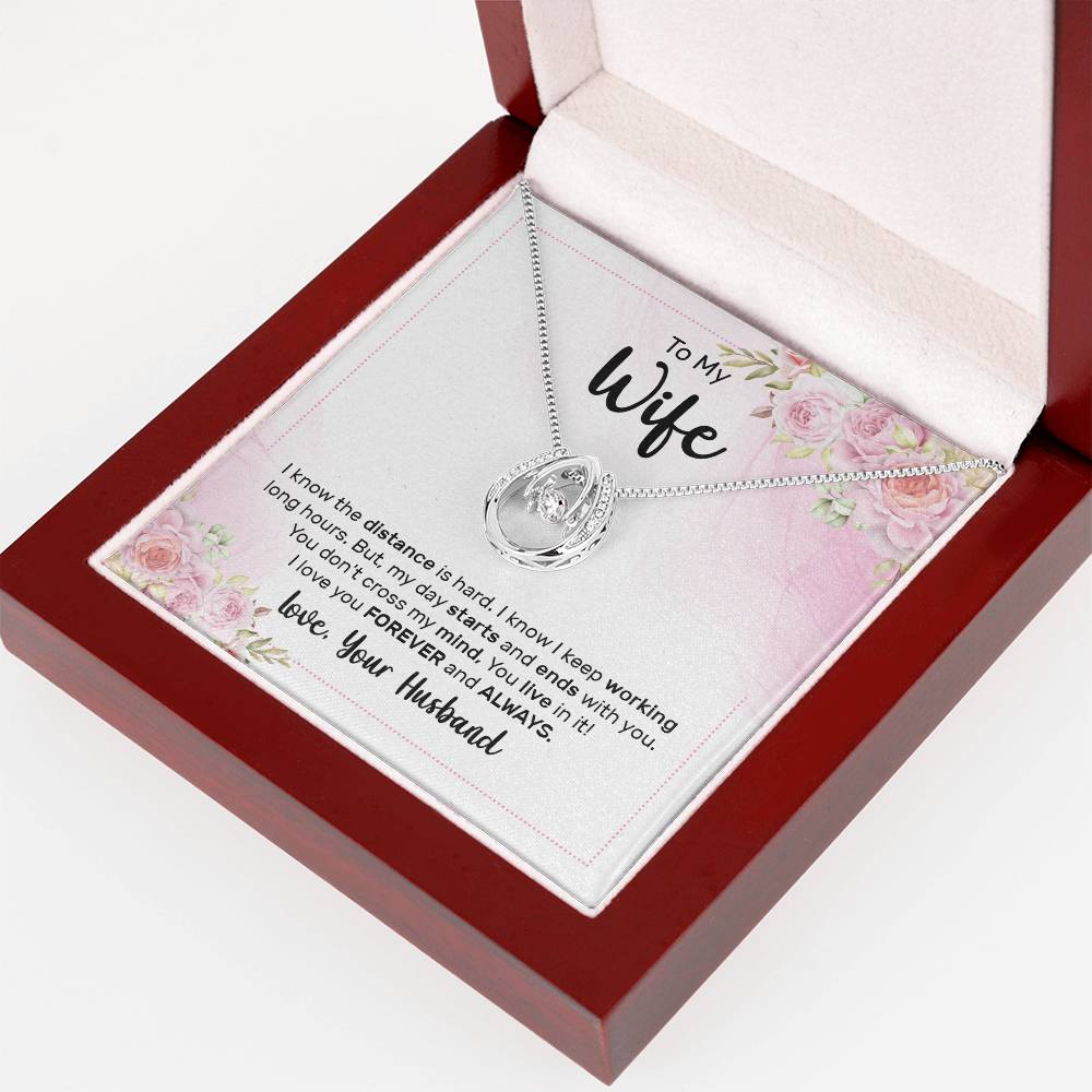 To My Wife Birthday Lucky In Love Gift Necklace, Anniversary Gift Necklace For Wife, Soulmate Valentines Day Gift From Husband Jewelry