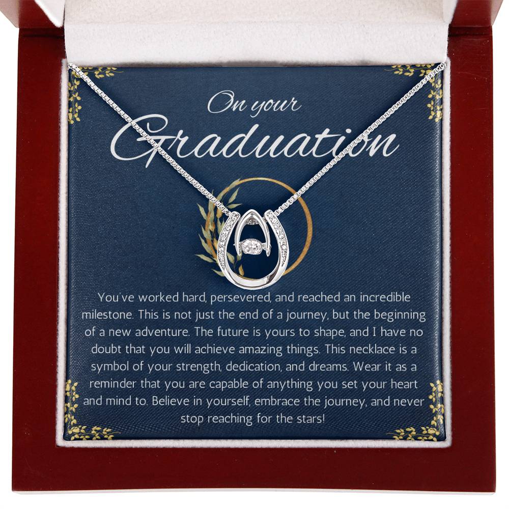 College Graduation Gift For Her, Phd Graduation Gift Necklace for Daughter, Lucky In Love Necklace for Graduation, High School Graduation Gift Necklace