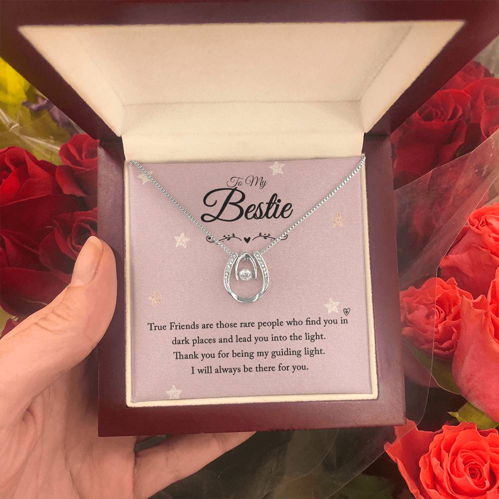 To my bestie-True Friends Gift Necklace For BFF, Bestie Gift Necklace Lucky In Love Necklace, Best Friend Gift Necklace for Birthday, Christmas