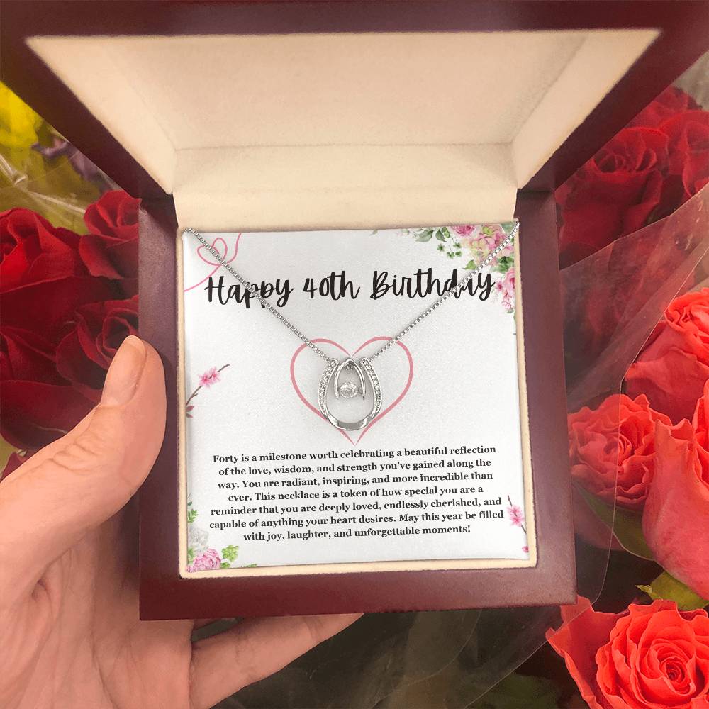 40th Birthday for Her Gift, 40th Birthday Gift for Her, Fortieth Birthday Gift for Woman Friend, Lucky in Love Necklace for 40th Birthday wife