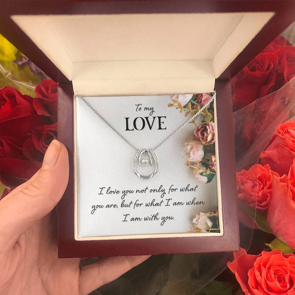 To My Love Gift Necklace, Lucky In Love Gift Necklace For Girlfriend, Wife, Mom, Birthday, Anniversary Gift For Soulmate, Gift Jewelry