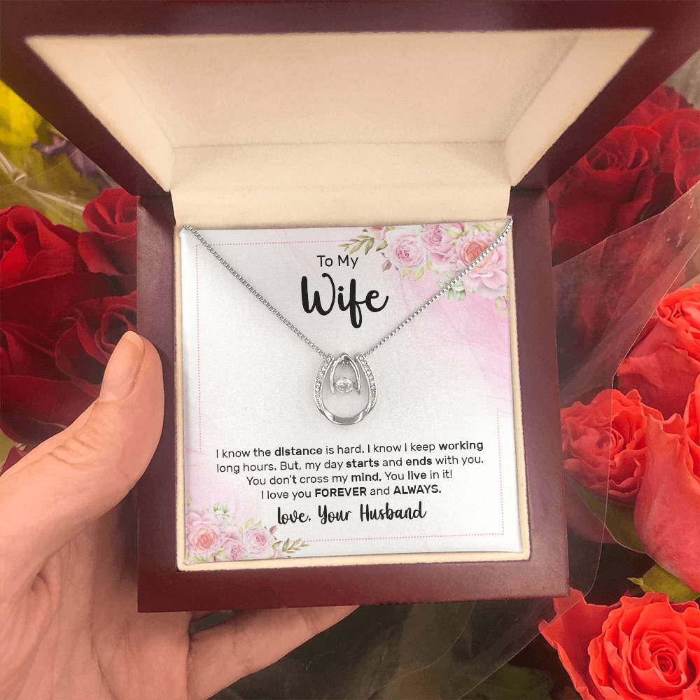 To My Wife Birthday Lucky In Love Gift Necklace, Anniversary Gift Necklace For Wife, Soulmate Valentines Day Gift From Husband Jewelry