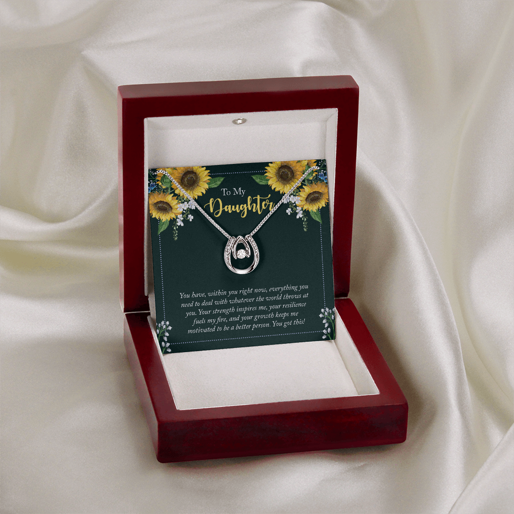 Daughter Gift Necklace, Birthday Gift Necklace, Motivation Gift, From Dad, Mom, Graduation Gift, Lucky In Love Necklace For Daughter, Christmas Gift