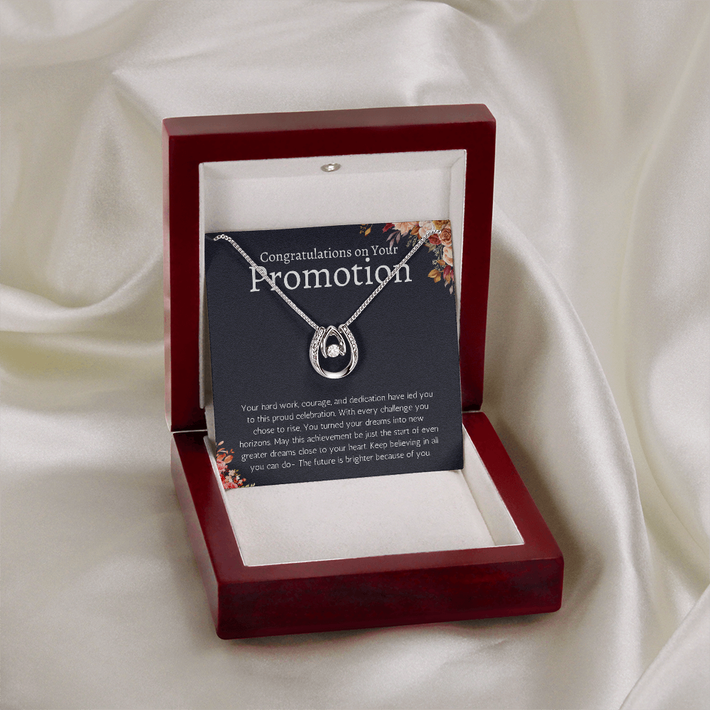 Job Promotion Gifts Necklace for Women Congratulations Gift for Coworker, Boss, Friend or Family Lucky in Love Jewelry