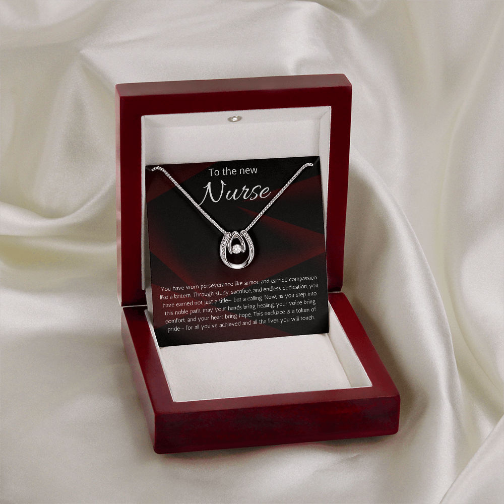 Nurse Graduation Gift, RN Necklace, Nursing Medical Student Present, Lucky In Love Jewelry