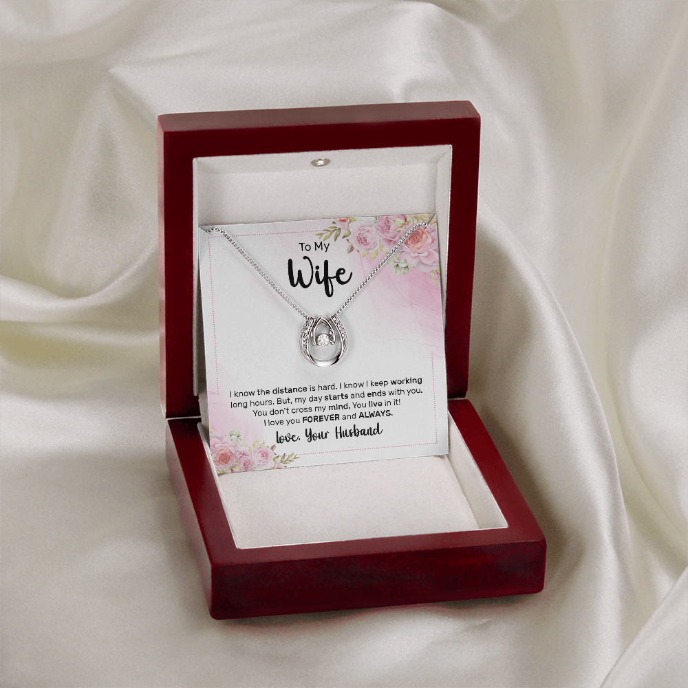 To My Wife Birthday Lucky In Love Gift Necklace, Anniversary Gift Necklace For Wife, Soulmate Valentines Day Gift From Husband Jewelry