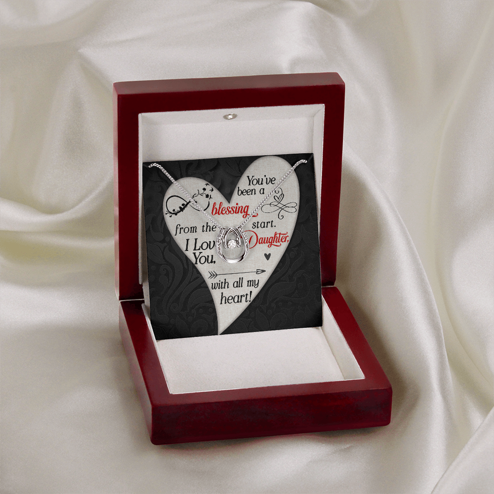 I Love You Daughter Gift Necklace, Birthday Gift Necklace, Lucky in Love Jewelry, Gift From Mom, Dad, Graduation, Christmas Gift for Daughter