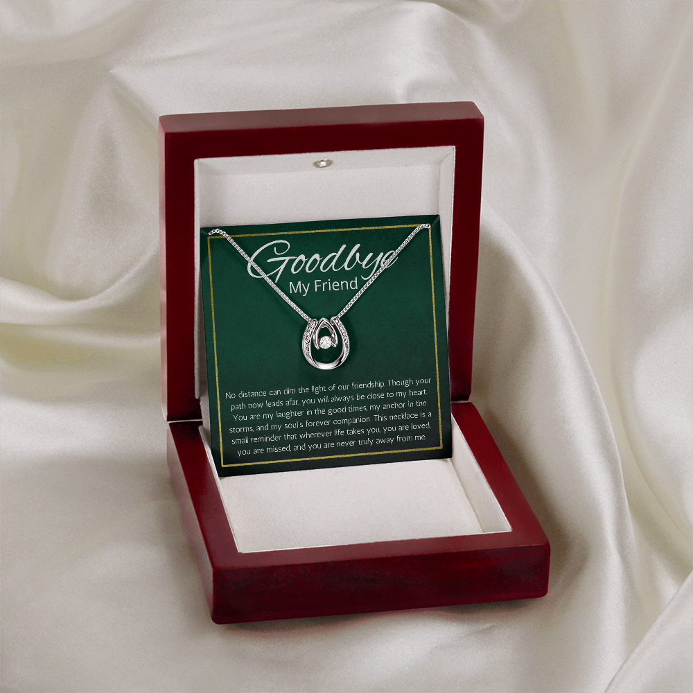 Going Away Gift for Friend Moving farewell Necklace Lucky in Love Jewelry BFF Bestie Goodbye Present