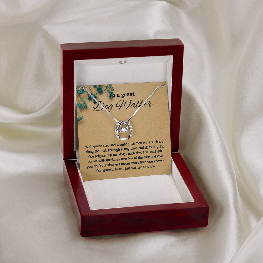 Dog Walker Gift Necklace, Lucky in Love Gift Necklace for Dog Walker, Pet Sitter Gift, Thank you gift, Appreciation Gift for Dog Walker