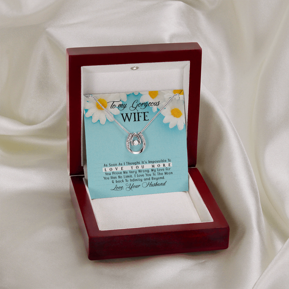 To my gorgeous wife Gift Necklace, Birthday Gift Necklace For Wife, anniversary, Valentines Day, Christmas Gift From Husband Lucky In Love