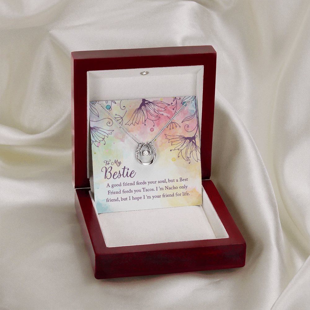 To my Bestie-A good friend feeds your soul, Best Friend Gift Necklace, BFF Gift, Lucky In Love Gift Necklace, Friend Birthday Gift Necklace