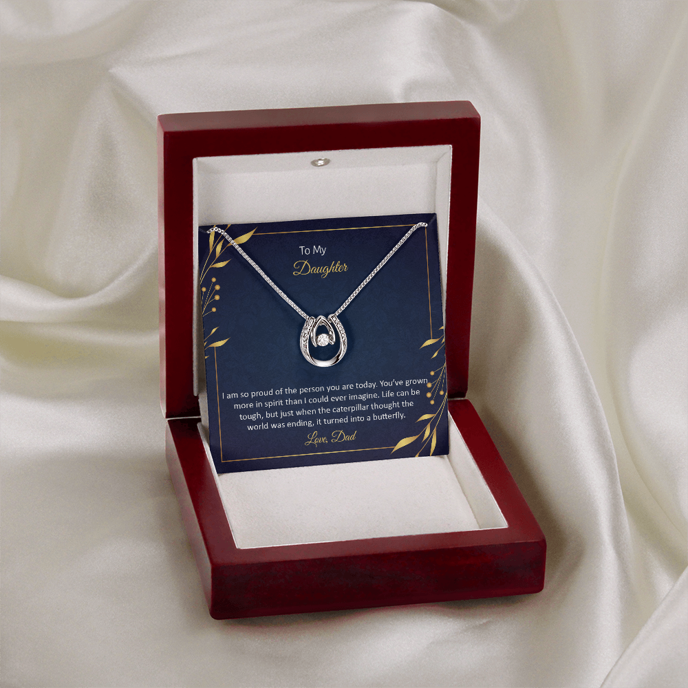 To My Daughter - I am so proud Birthday Gift Necklace for Daughter, Graduation Gift Necklace, Lucky in Love Gift Necklace, Birthday Gift From Dad
