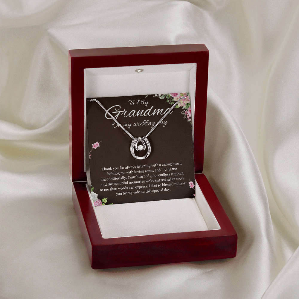 Grandmother of the Bride Gift Necklace Gift to Grandma on Wedding Day Bride Jewelry Lucky  Love Present