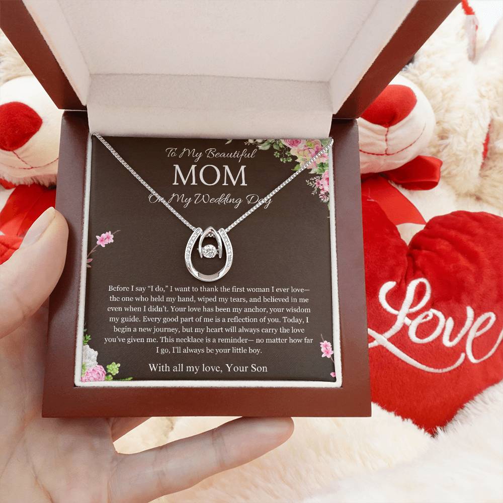 Mother of the Groom Gift From Son To Mom Gift Lucky In Love Wedding Gift Necklace Groom to Mother Son to Mother Gift For Wedding