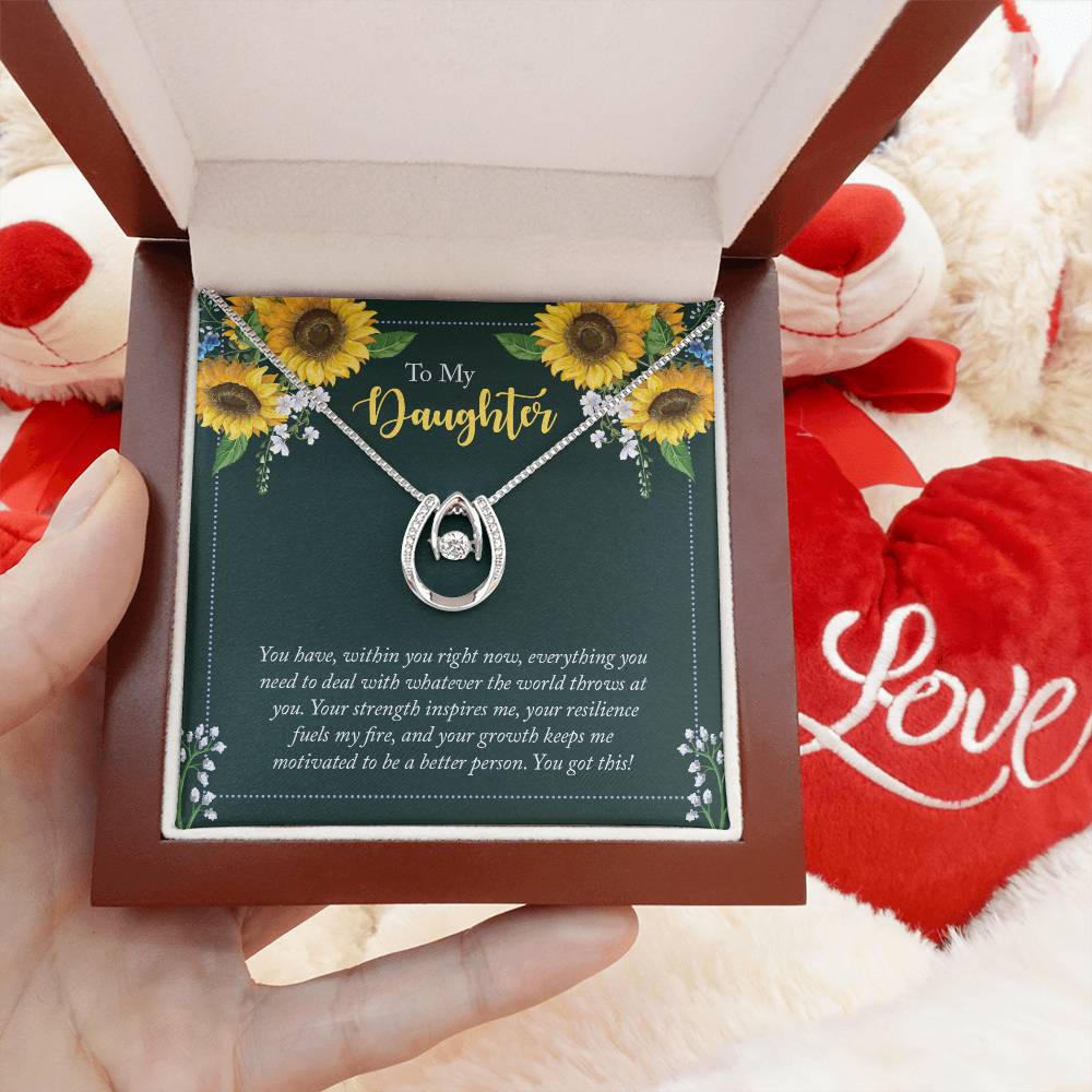 Daughter Gift Necklace, Birthday Gift Necklace, Motivation Gift, From Dad, Mom, Graduation Gift, Lucky In Love Necklace For Daughter, Christmas Gift