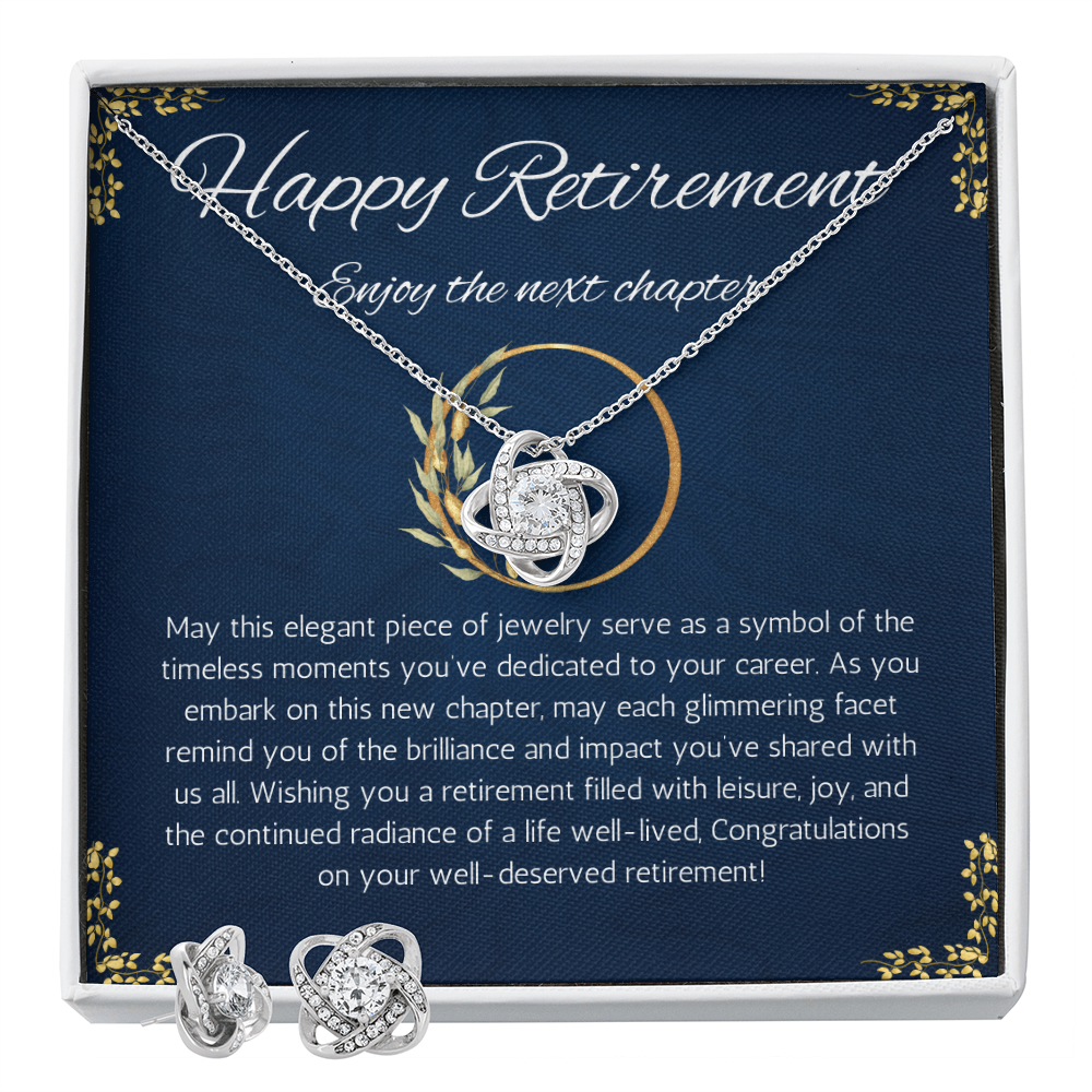 Retirement gift for women, retirement necklace, jewelry for retirement, love knot necklace and Earring, gift for coworkers, coworker leaving