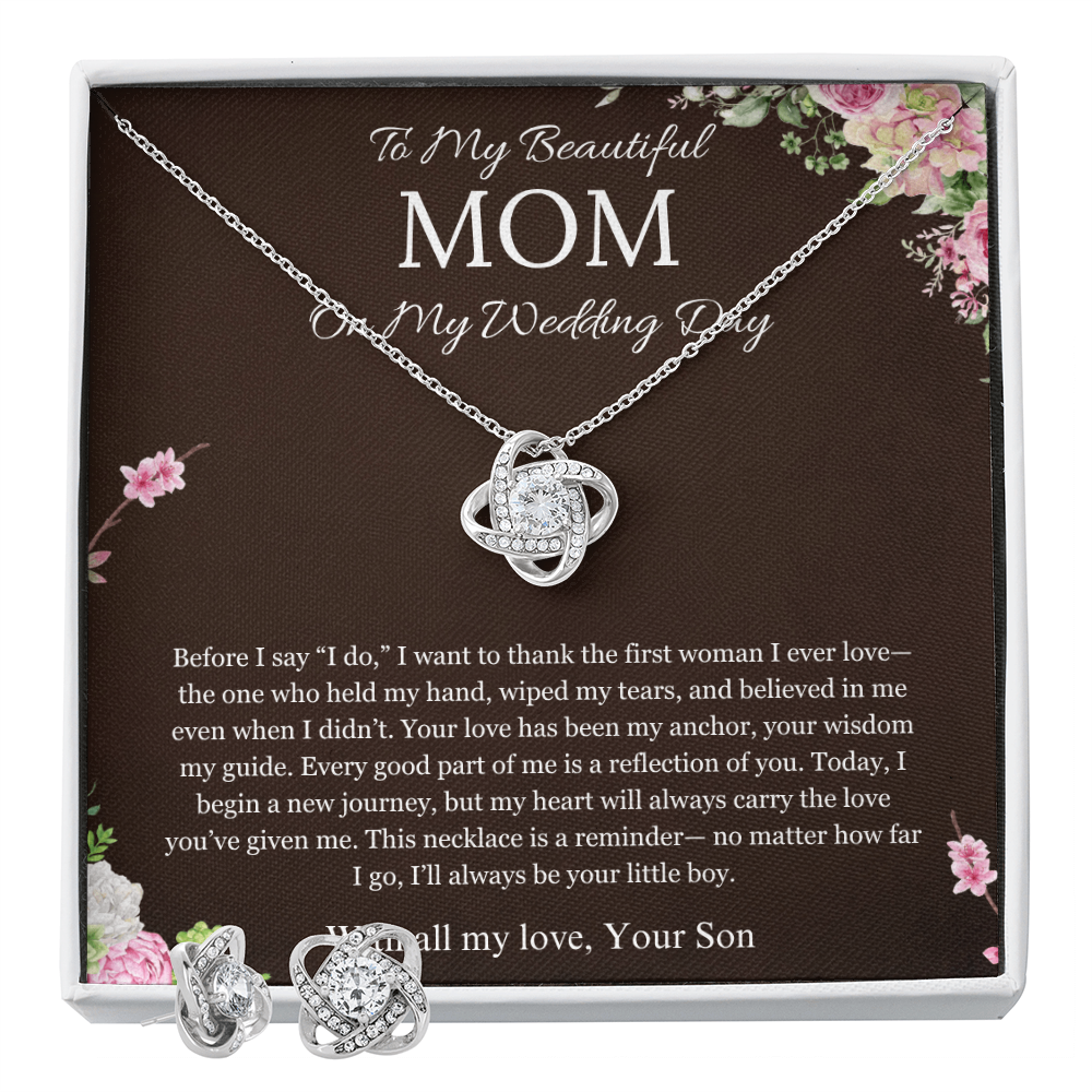 Mother of the Groom Gift From Son To Mom Gift Love Knot Necklace And Earring Wedding Gift Necklace Groom to Mother Son to Mother Gift For Wedding