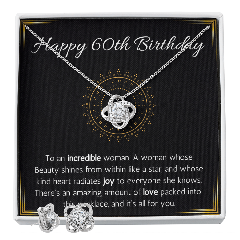Happy 60th birthday jewelry gift for woman turning 60 necklace and Earring Set, 60th birthday gift necklace for sister, friend, wife, mom