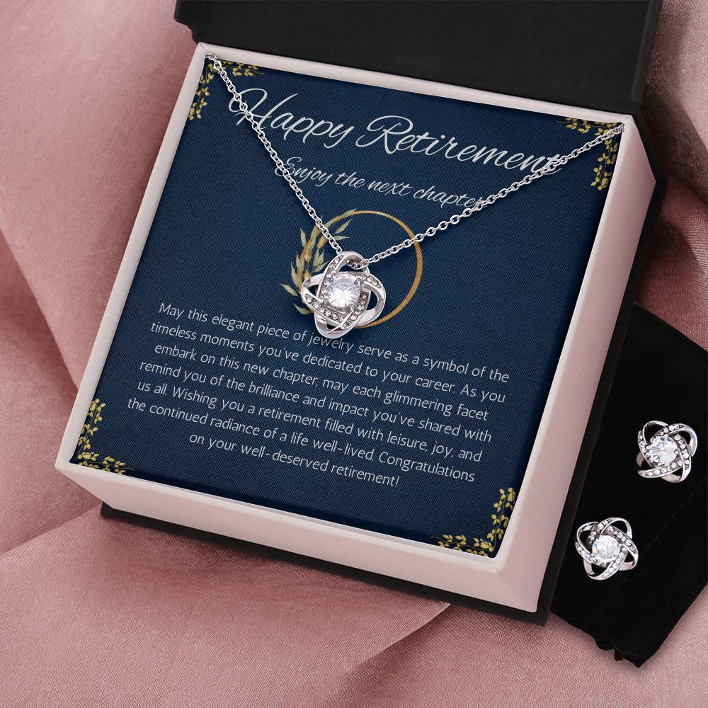 Retirement gift for women, retirement necklace, jewelry for retirement, love knot necklace and Earring, gift for coworkers, coworker leaving