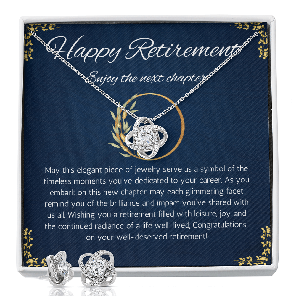 Retirement gift for women, retirement necklace, jewelry for retirement, love knot necklace and Earring, gift for coworkers, coworker leaving