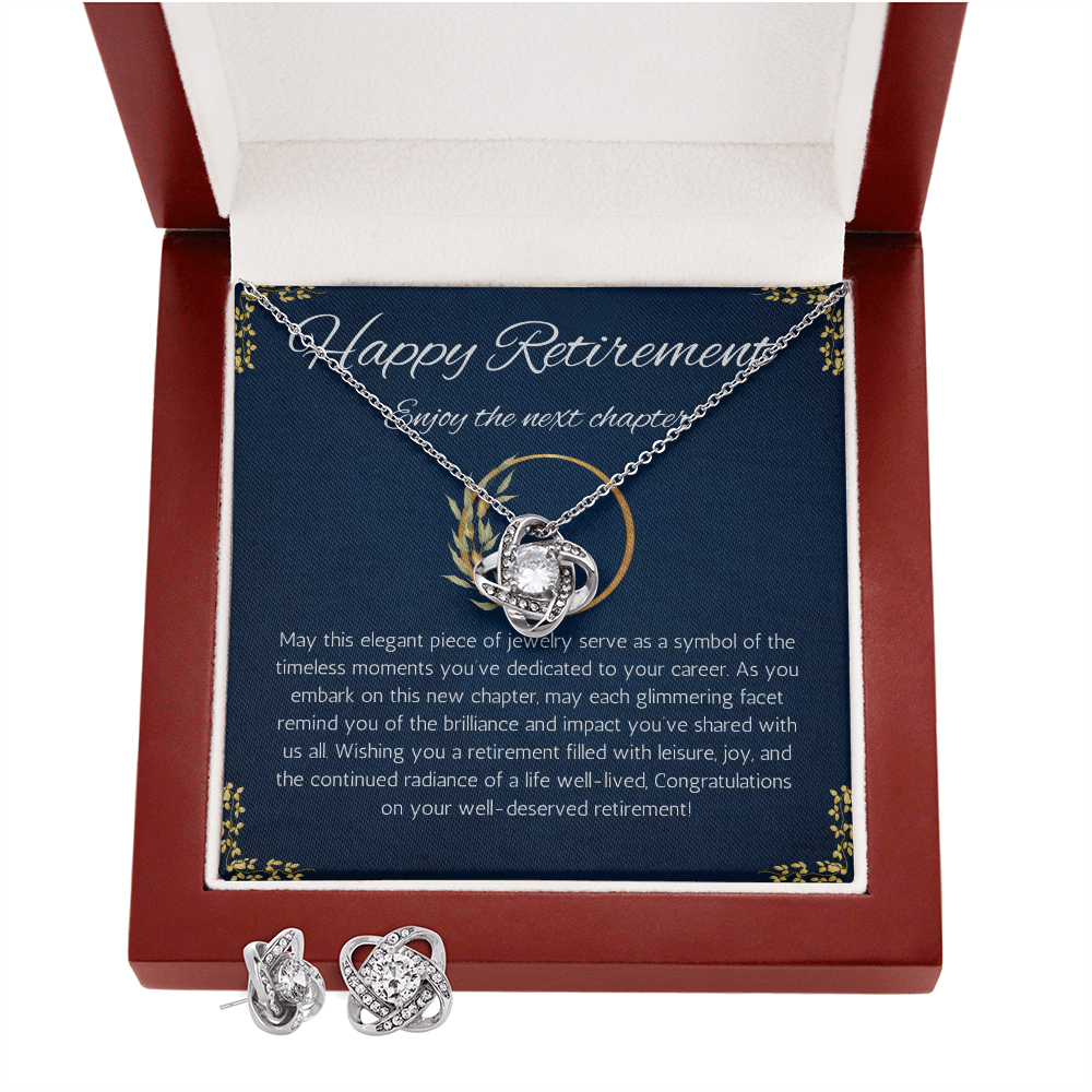 Retirement gift for women, retirement necklace, jewelry for retirement, love knot necklace and Earring, gift for coworkers, coworker leaving