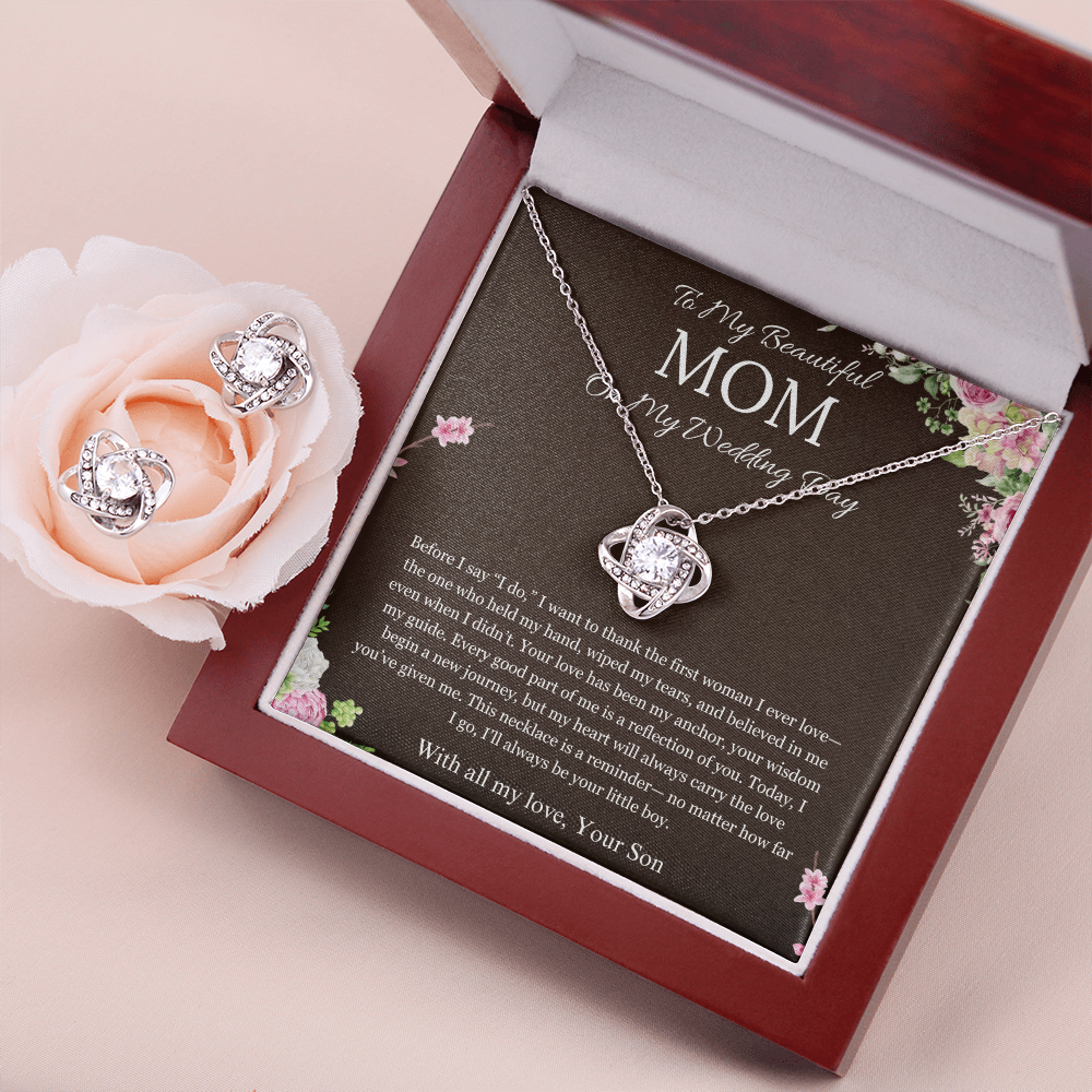 Mother of the Groom Gift From Son To Mom Gift Love Knot Necklace And Earring Wedding Gift Necklace Groom to Mother Son to Mother Gift For Wedding