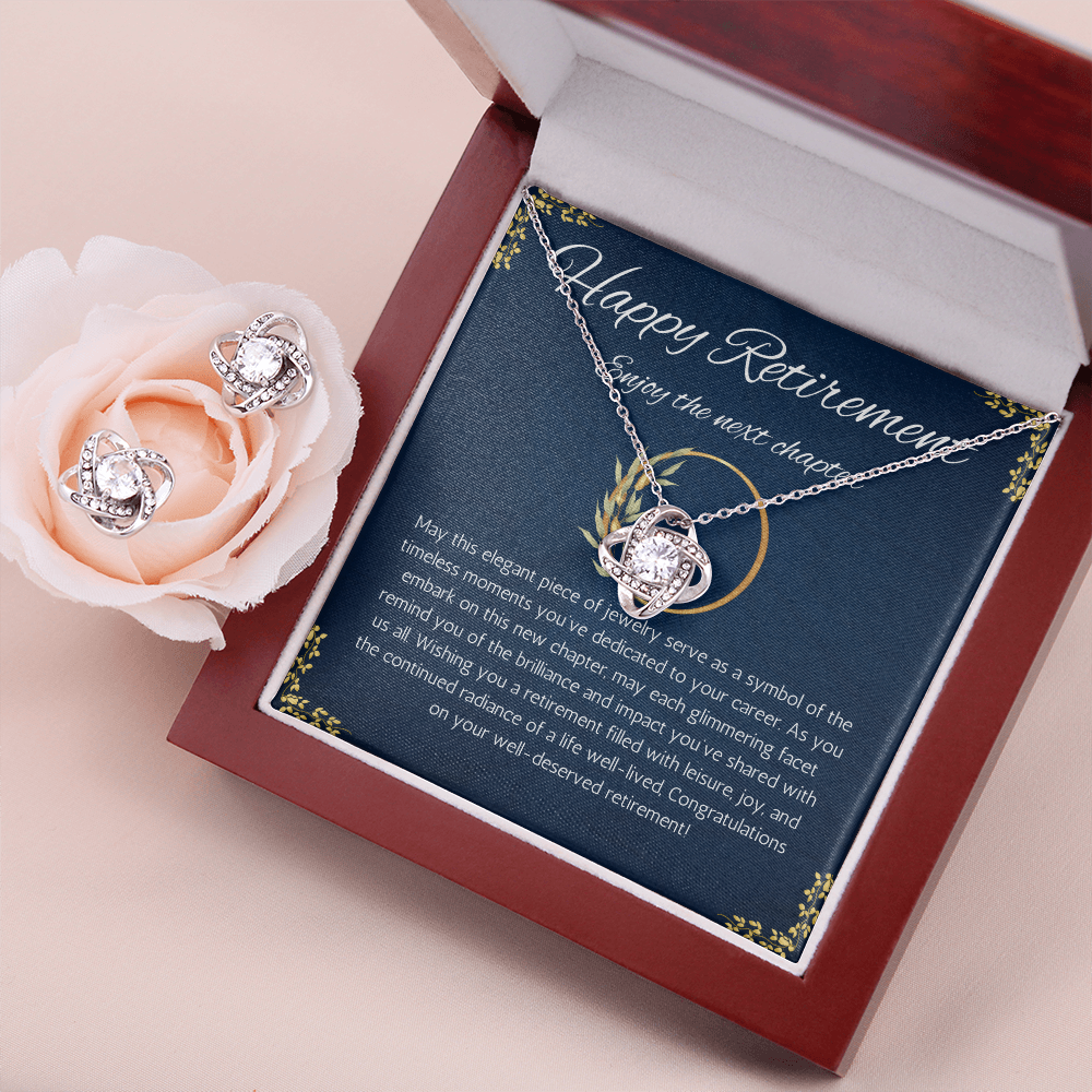 Retirement gift for women, retirement necklace, jewelry for retirement, love knot necklace and Earring, gift for coworkers, coworker leaving